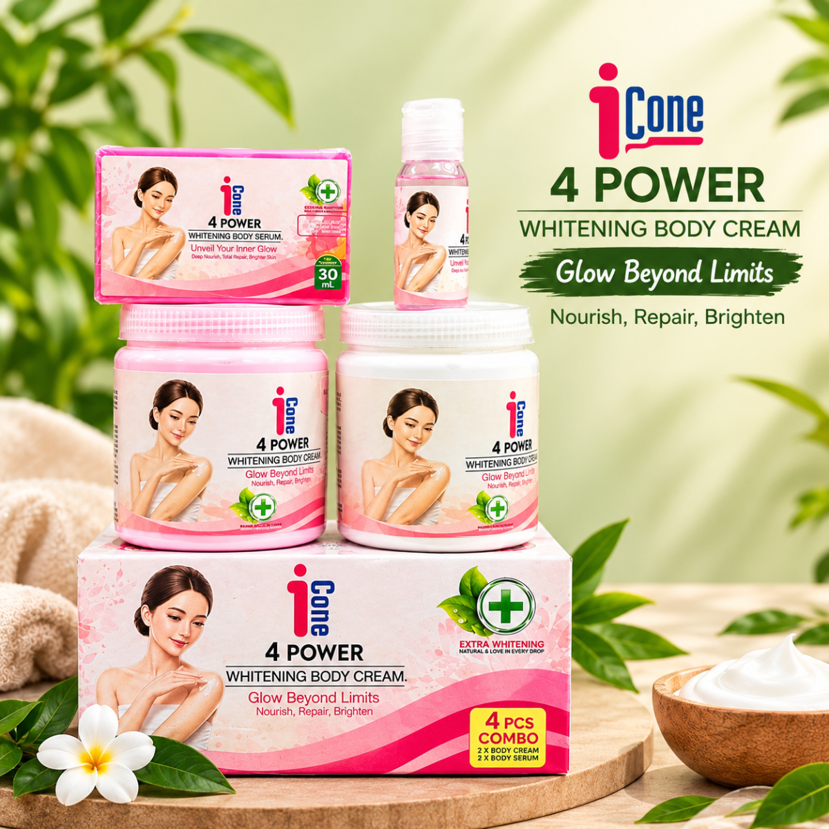 iCone 4 Power Whitening Body Cream – 4 Pcs Combo